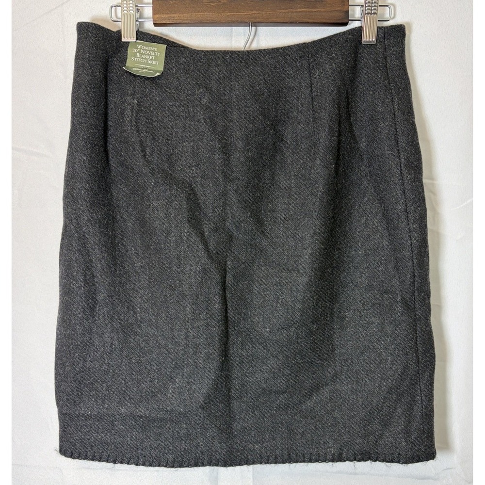 NWT Eddie Bauer Wrap Blanket Stitch Skirt Womens Sz 6 Charcoal Gray Side‎ Zip - Picture 3 of 8